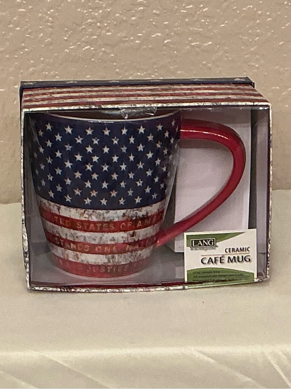 Lang American Pride Rustic American Flag Design Mug in Gift Box